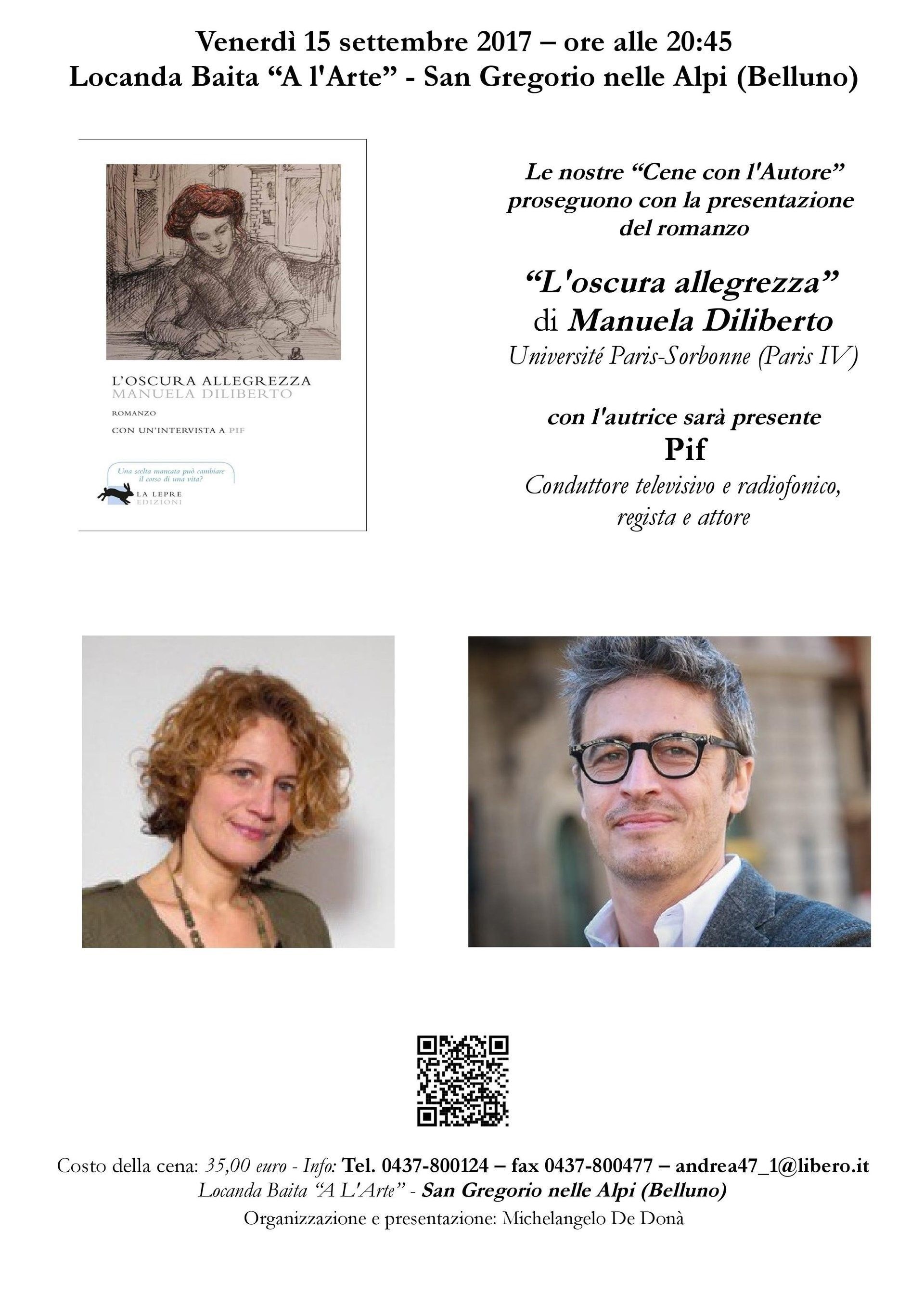 Manuela Diliberto e Pif Evento presso Locanda Baita AL'ARTE