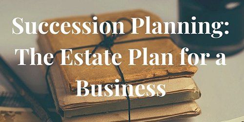 A stack of books tied together with string on a table with the words succession planning : the estate plan for a business.