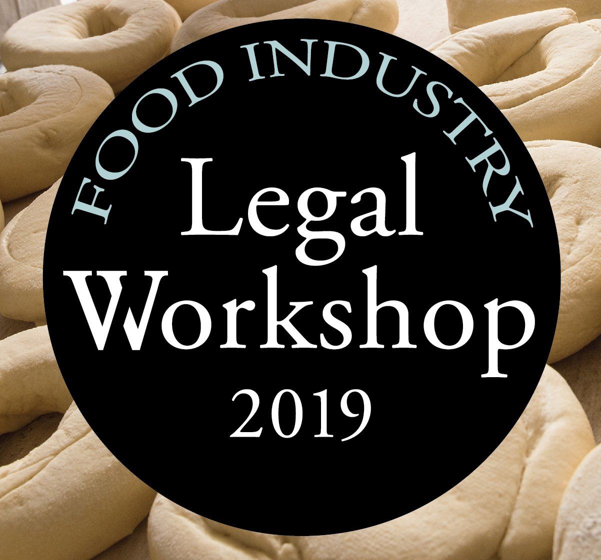 A logo for a food industry legal workshop in 2019