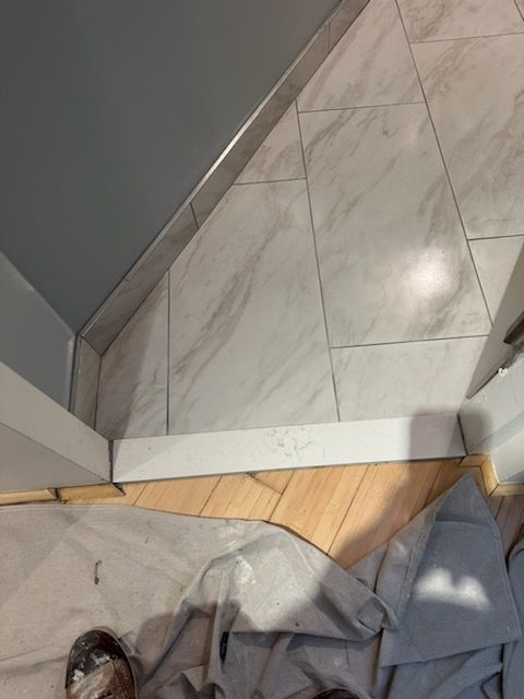 A pair of shoes are laying on the floor in a room.