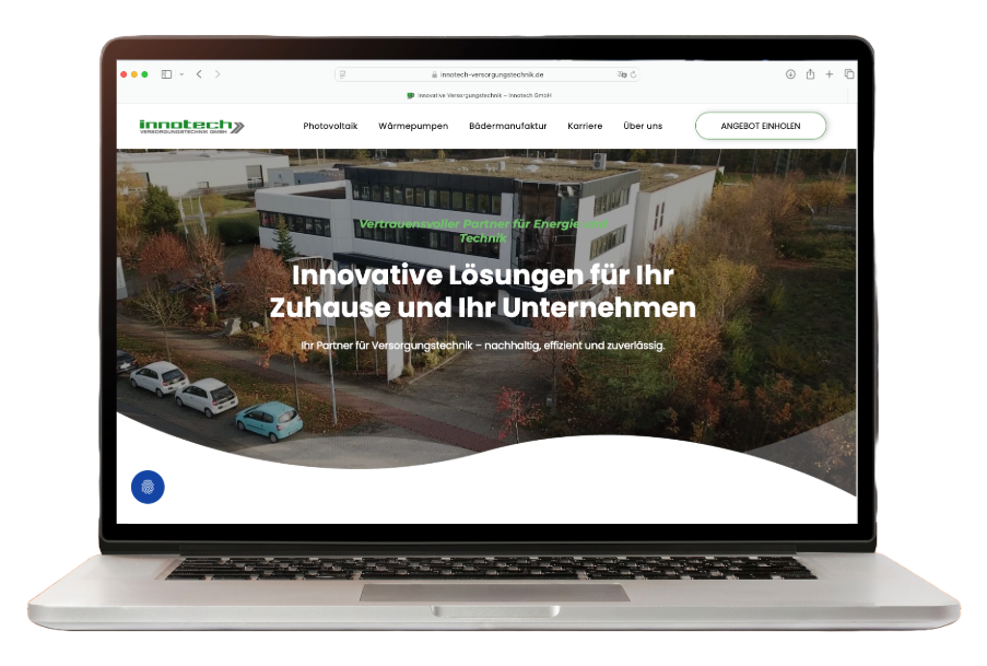 Die Innotech Versorgungstechnik-Website, auf einem Laptop, von MarModify wurde sich die Website erstellen lassen