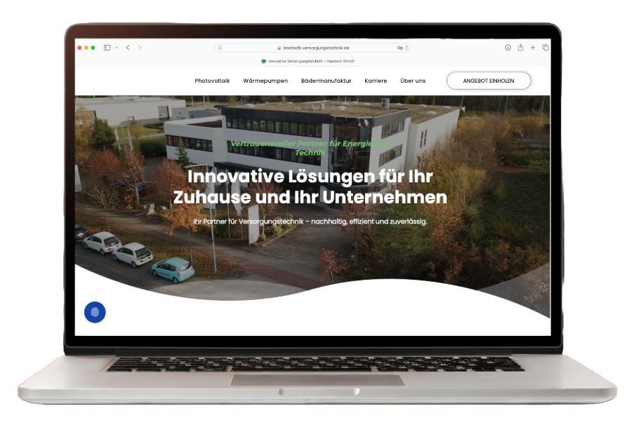 Die Innotech Versorgungstechnik-Website, auf einem Laptop, von MarModify wurde sich die Website erstellen lassen