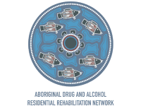 Circular logo with fish; Aboriginal Drug & Alcohol Residential Rehabilitation Network.