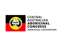 Logo of Central Australian Aboriginal Congress Aboriginal Corporation with Aboriginal flag colors.