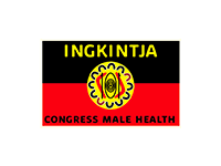 Flag with black and red horizontal stripes, yellow text: