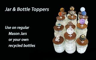 Use Acacia Wood Toppers on mason and other types of jars and bottles