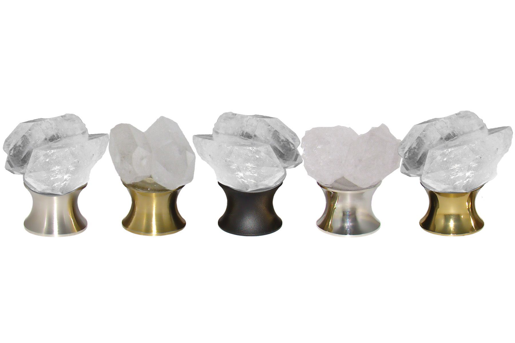 Crystal Quartz Double Points Cabinet Knob in 5 Finishes