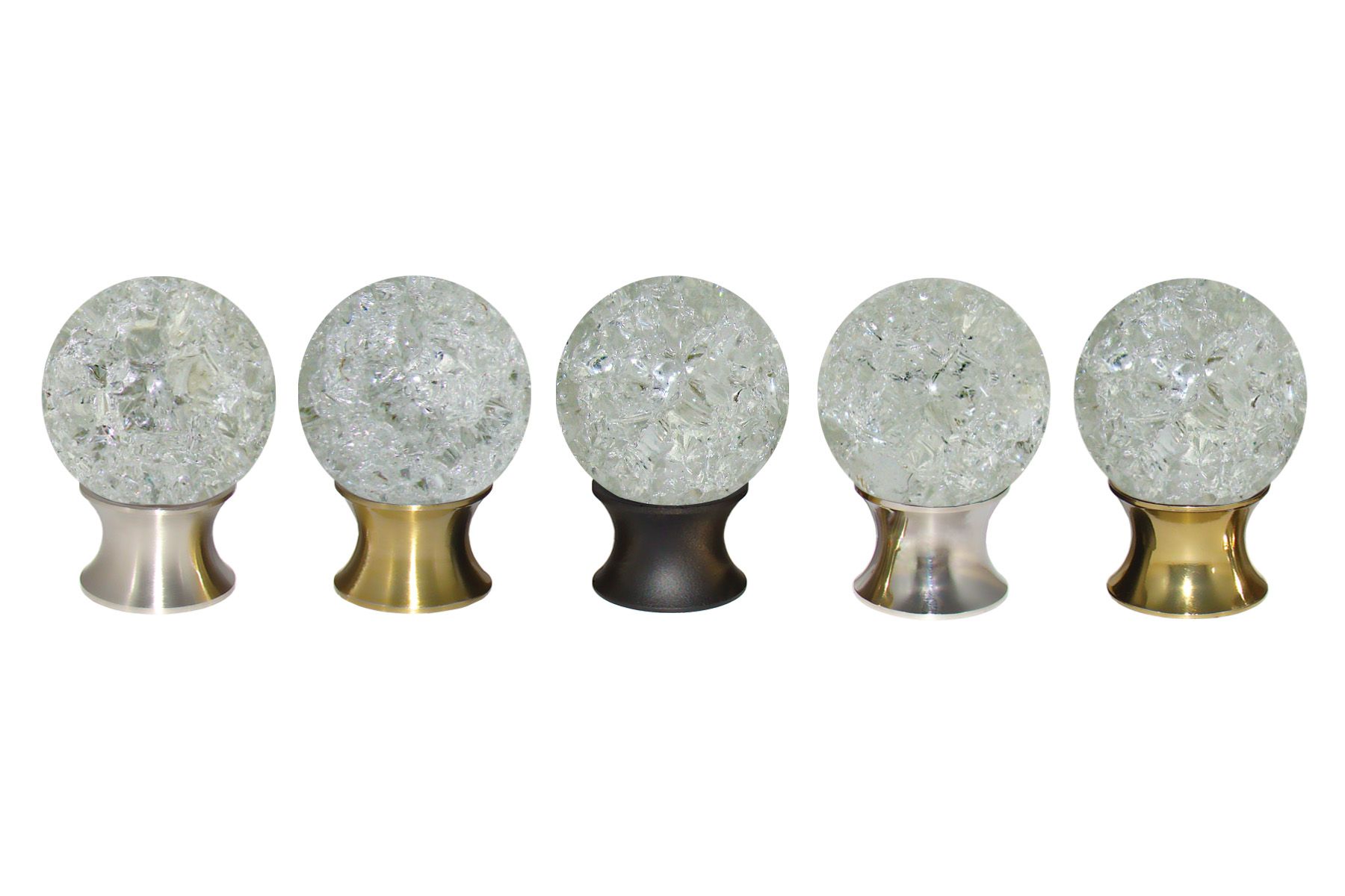 Crystalline Cracked Glass Cabinet Knobs on 5 Finishes