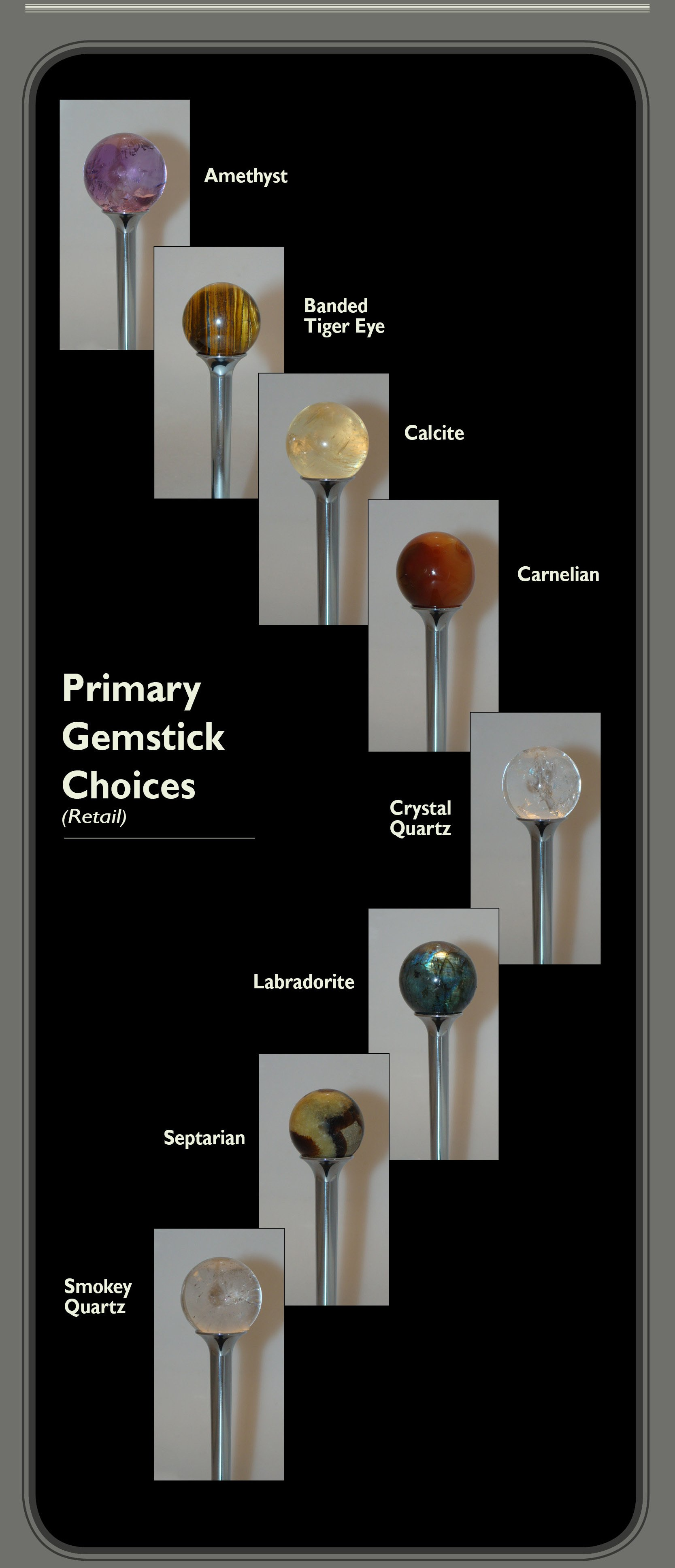 Gemstick in Eight Primary Stone Choices 
