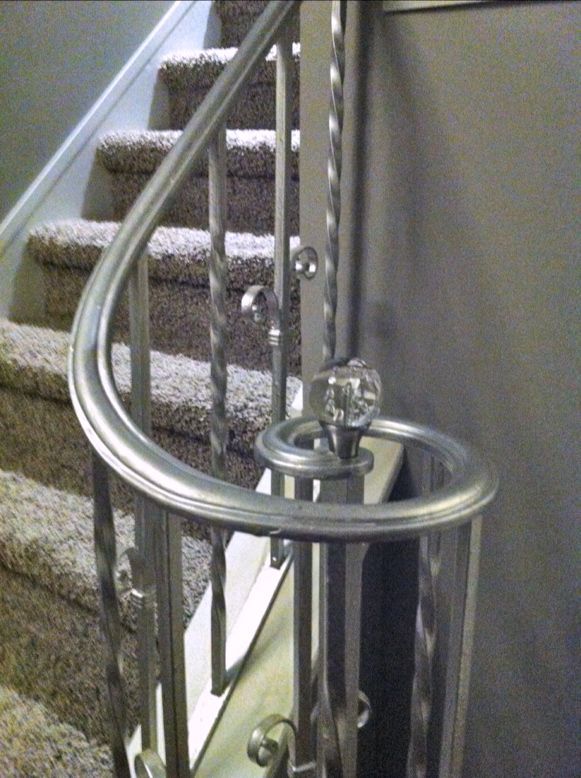 Crystal Quartz Base Knob used as a Stair Finial