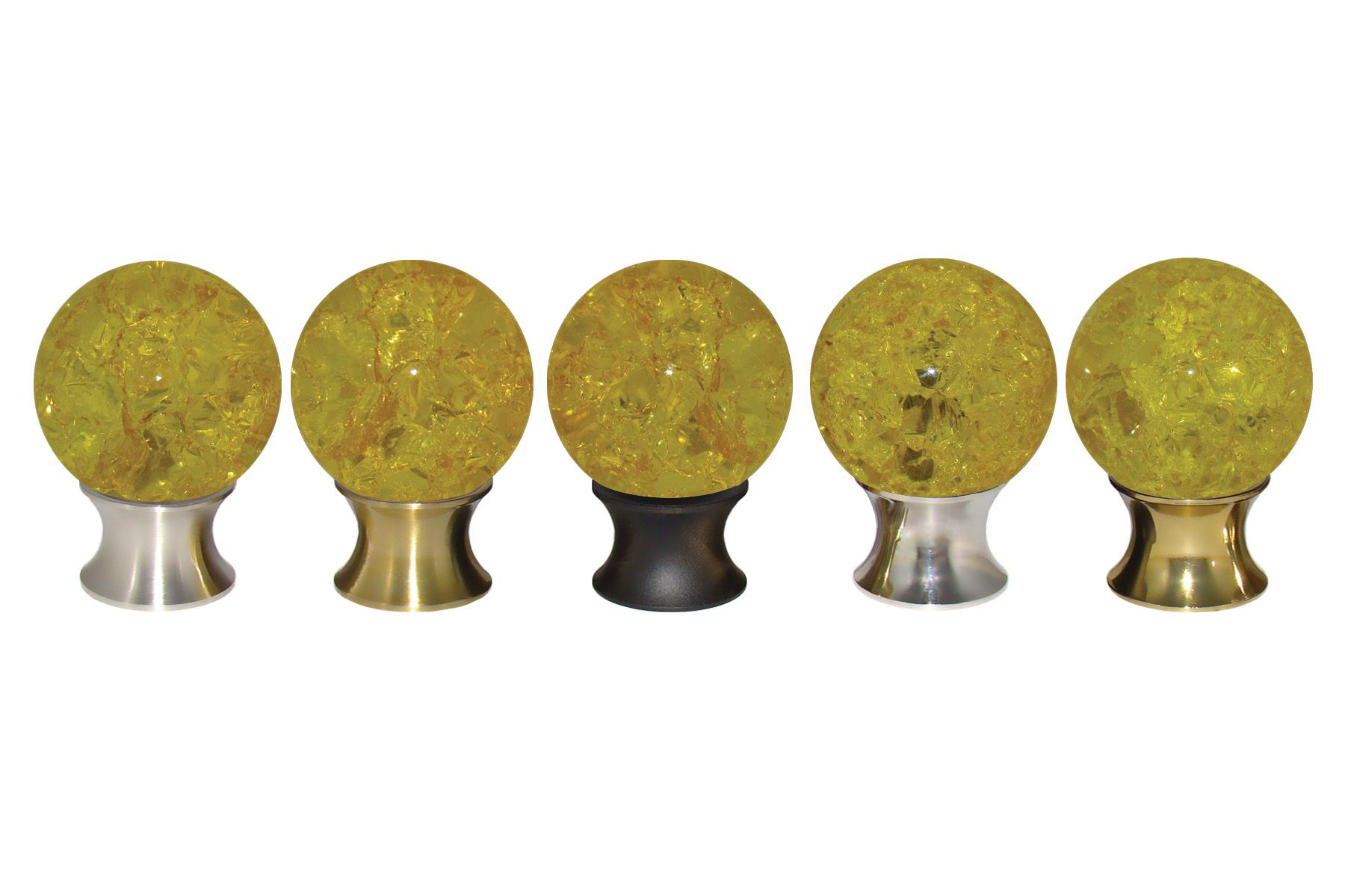 Mellow Yellow Cracked Glass Cabinet Knobs on 5 Finishes
