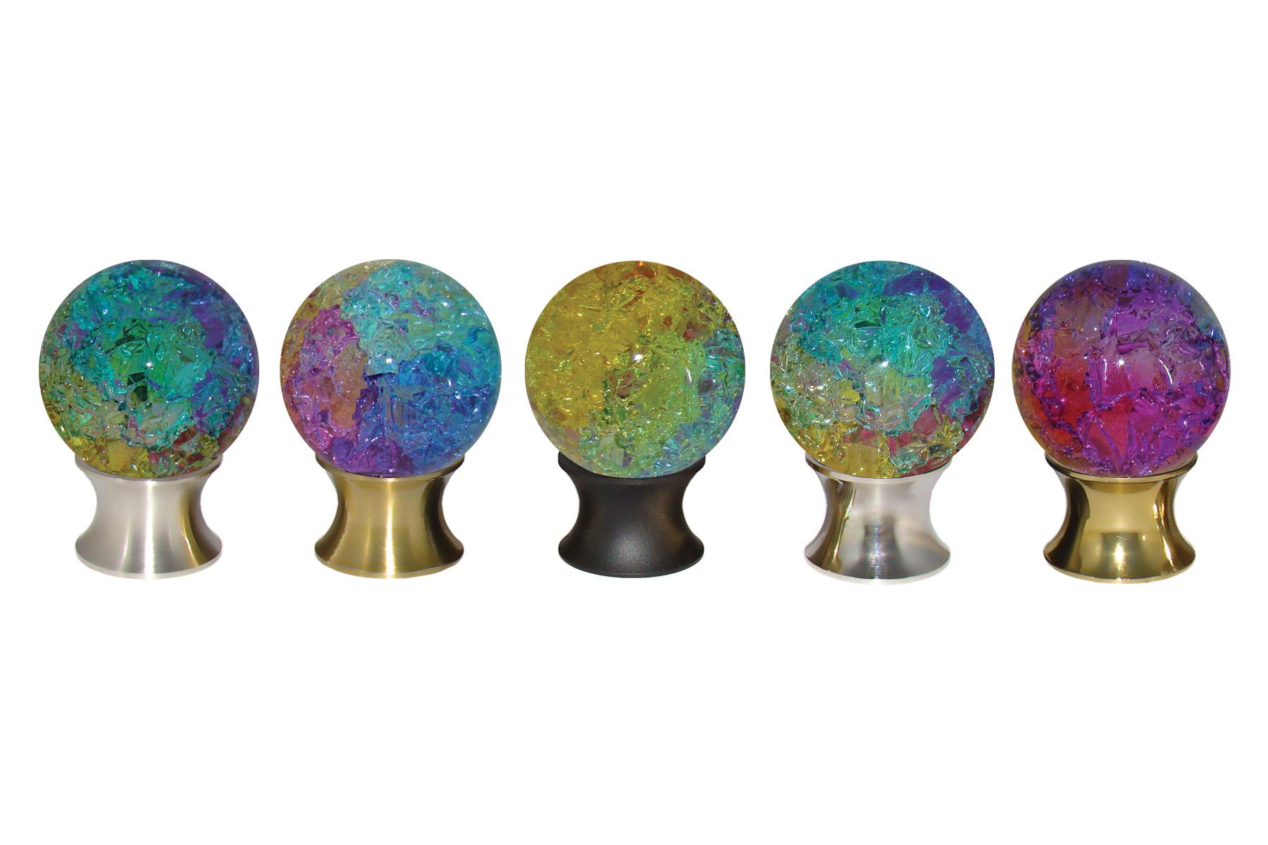 Cabinet Knobs with Over the Rainbow Cracked Glass