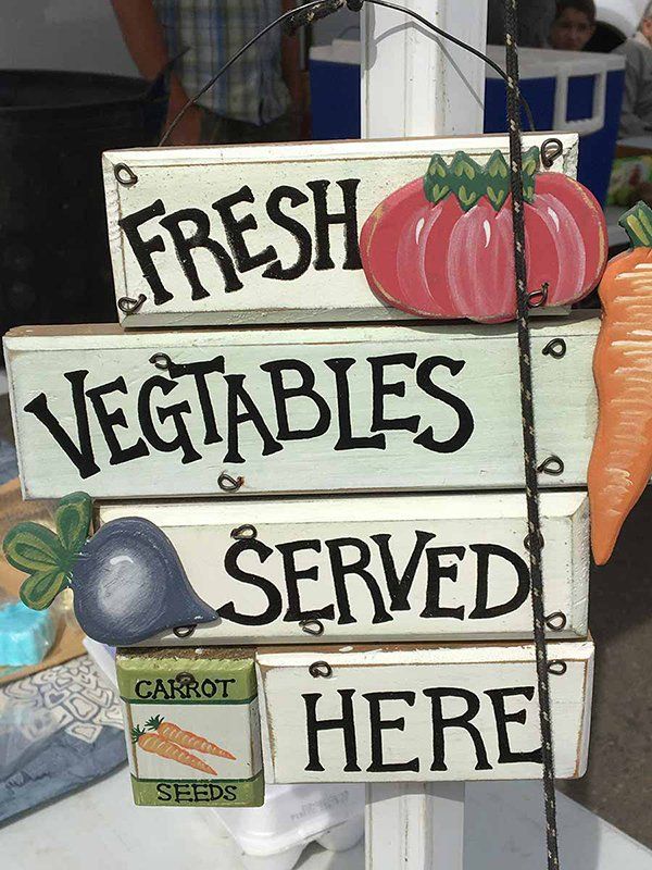 fresh vegetables sign