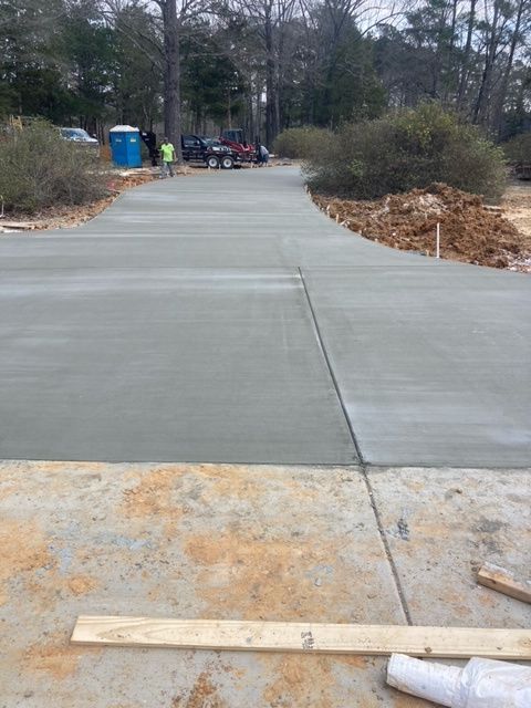 A residential concrete driveway in Brandon, MS by Scott Meadows Construction Co. 
