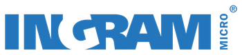 A blue ingram logo on a white background