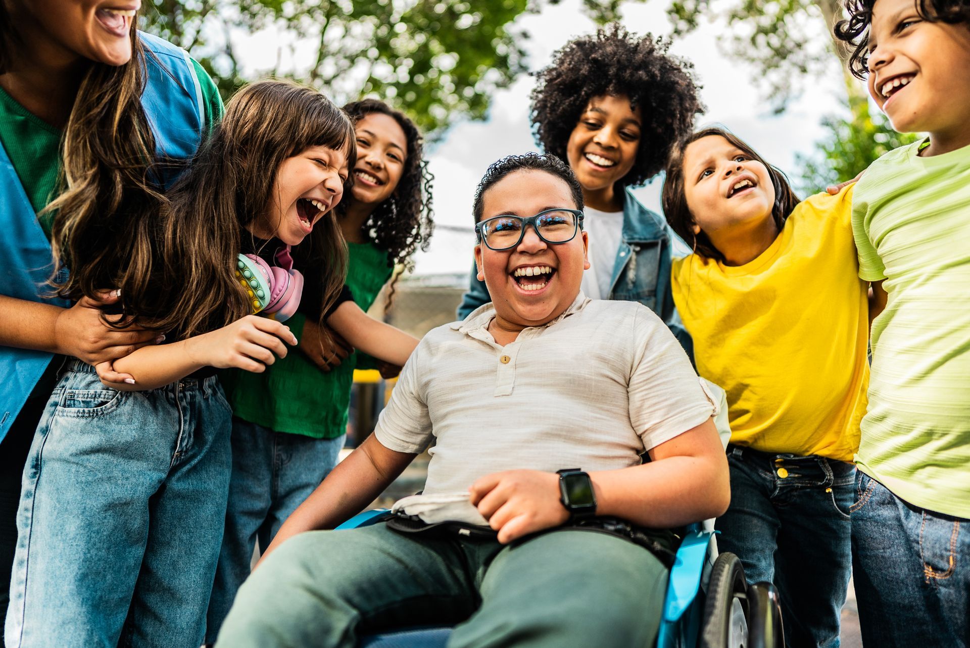 A group of children having fun.
