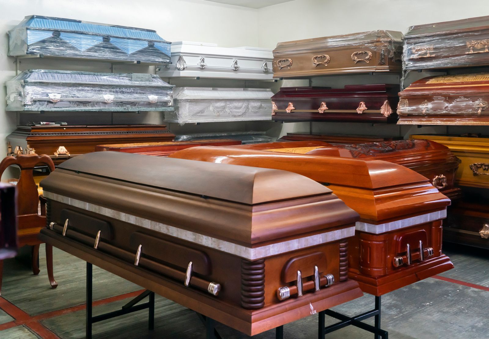 Assortment Of Coffins Displayed — Gallup, NM — Silver Creek Mortuary LLC