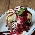 Desserts Thumbnail - a picture of a chocolate brownie topped with ice cream