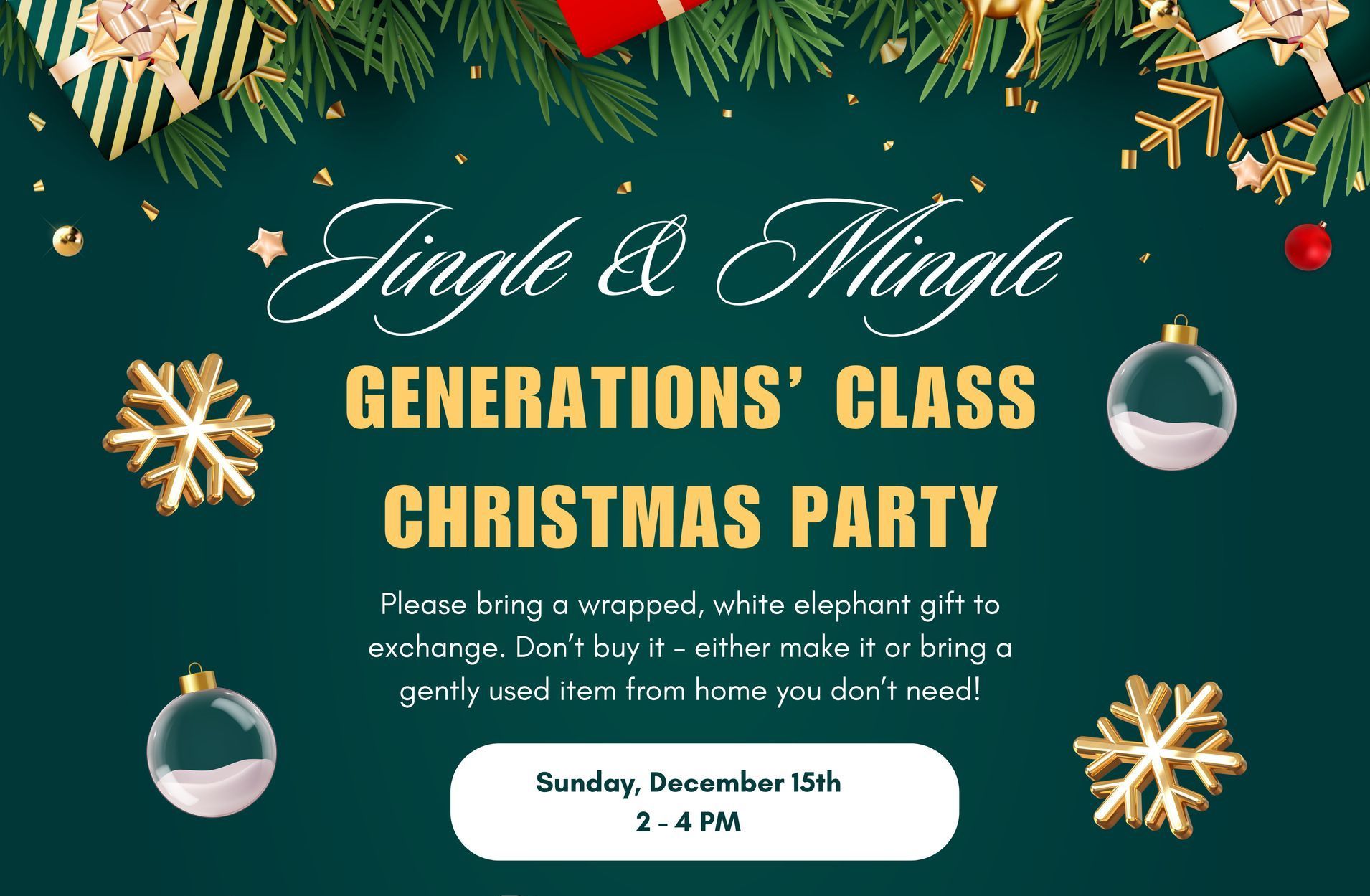 A christmas party invitation for generations class christmas party