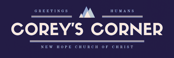 A logo for corey 's corner new hope church of christ
