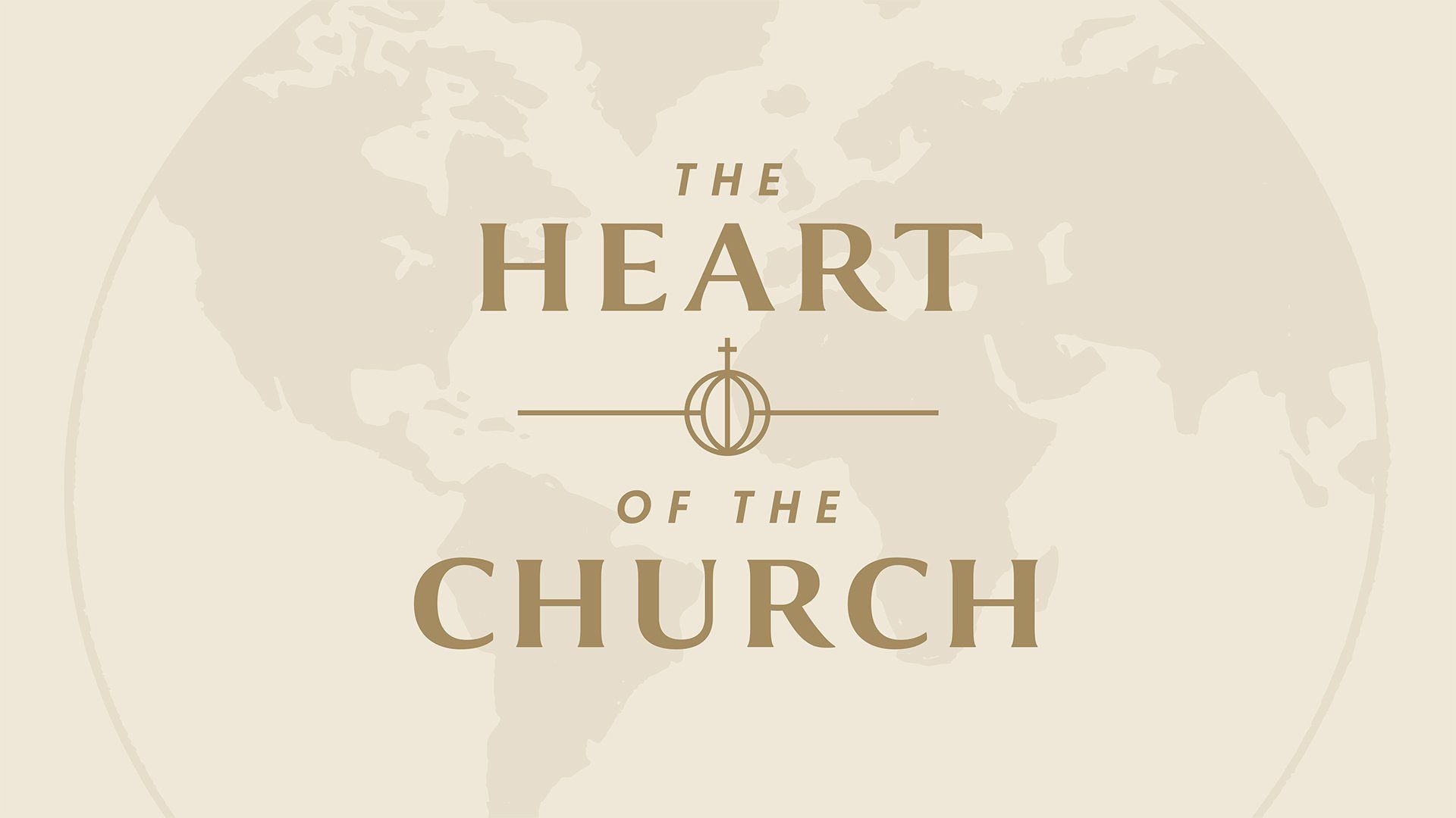 A logo for the heart of the church with a globe in the background.