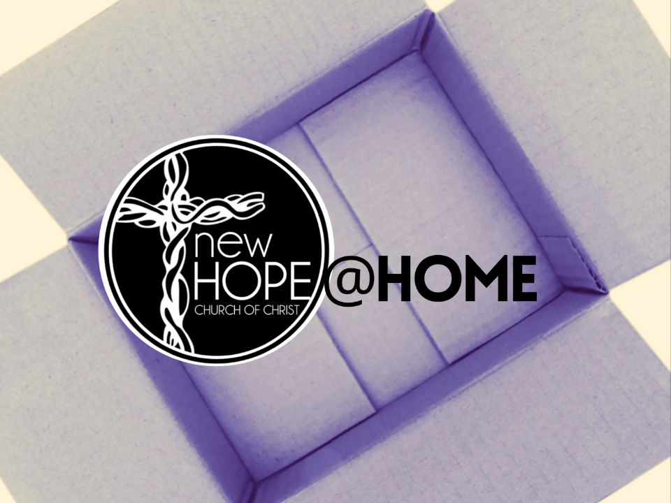 A box with a logo for new hope @ home church of christ