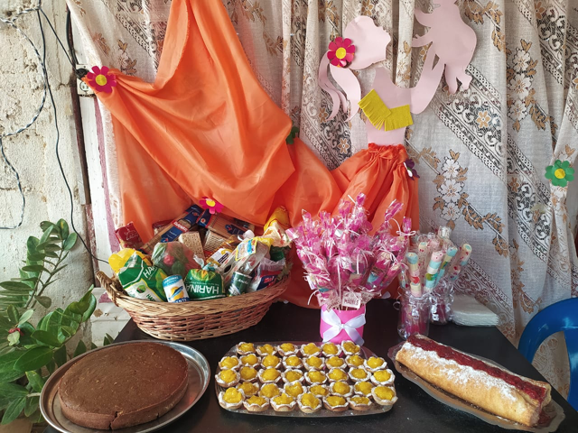 A table with a bunch of food on it