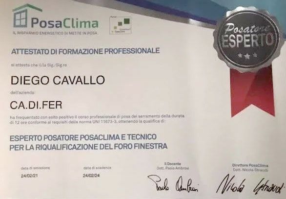Attestato Posa Clima