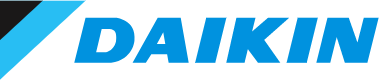 A blue and white logo for daikin air conditioners