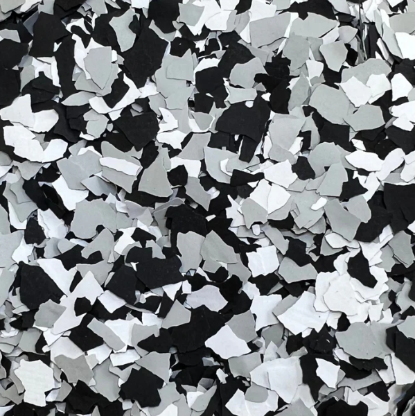 A close up of a black and white camouflage pattern