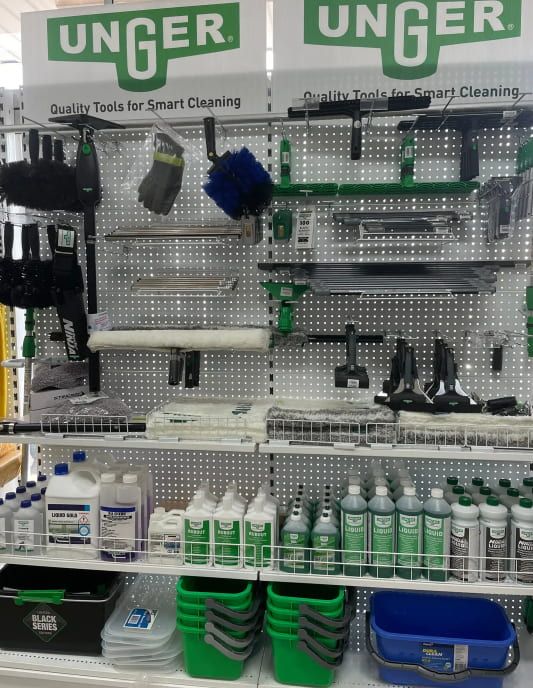 A Display Of Unger Cleaning Products In A Store — Springs Cleaning Supplies In Ciccone, NT