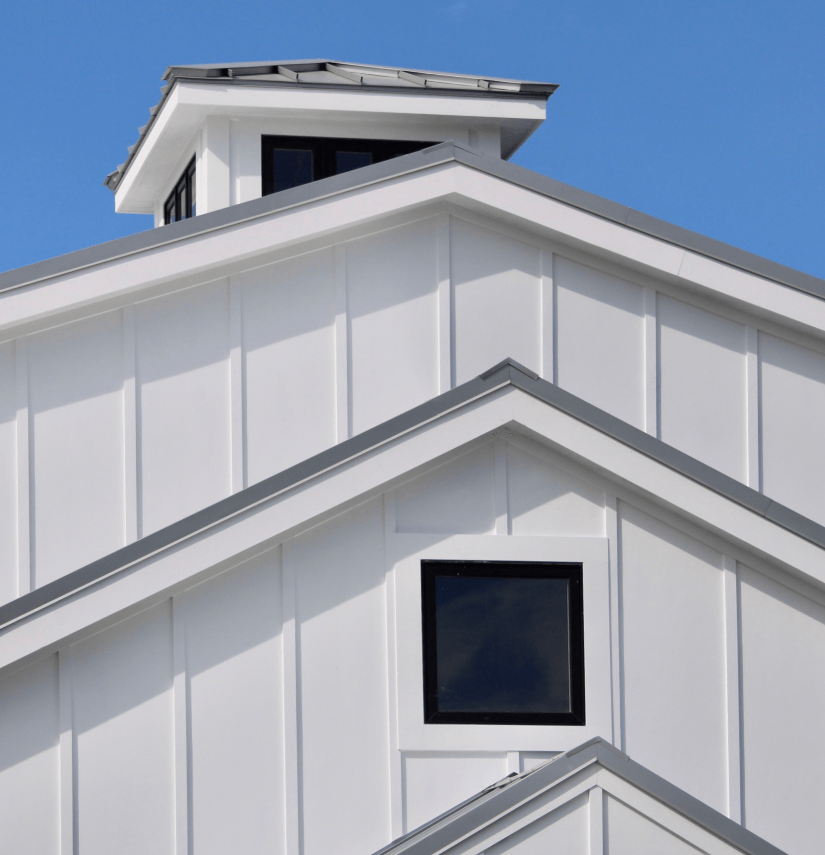 Newly constructed modern building painted in white