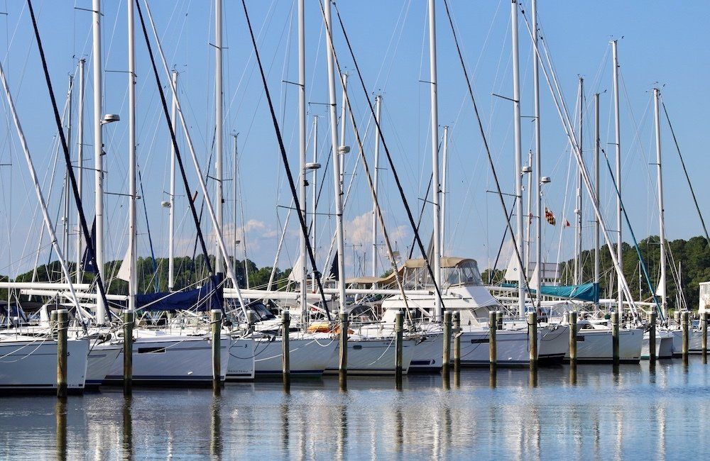 Sailboats and dock on a sunny summer day