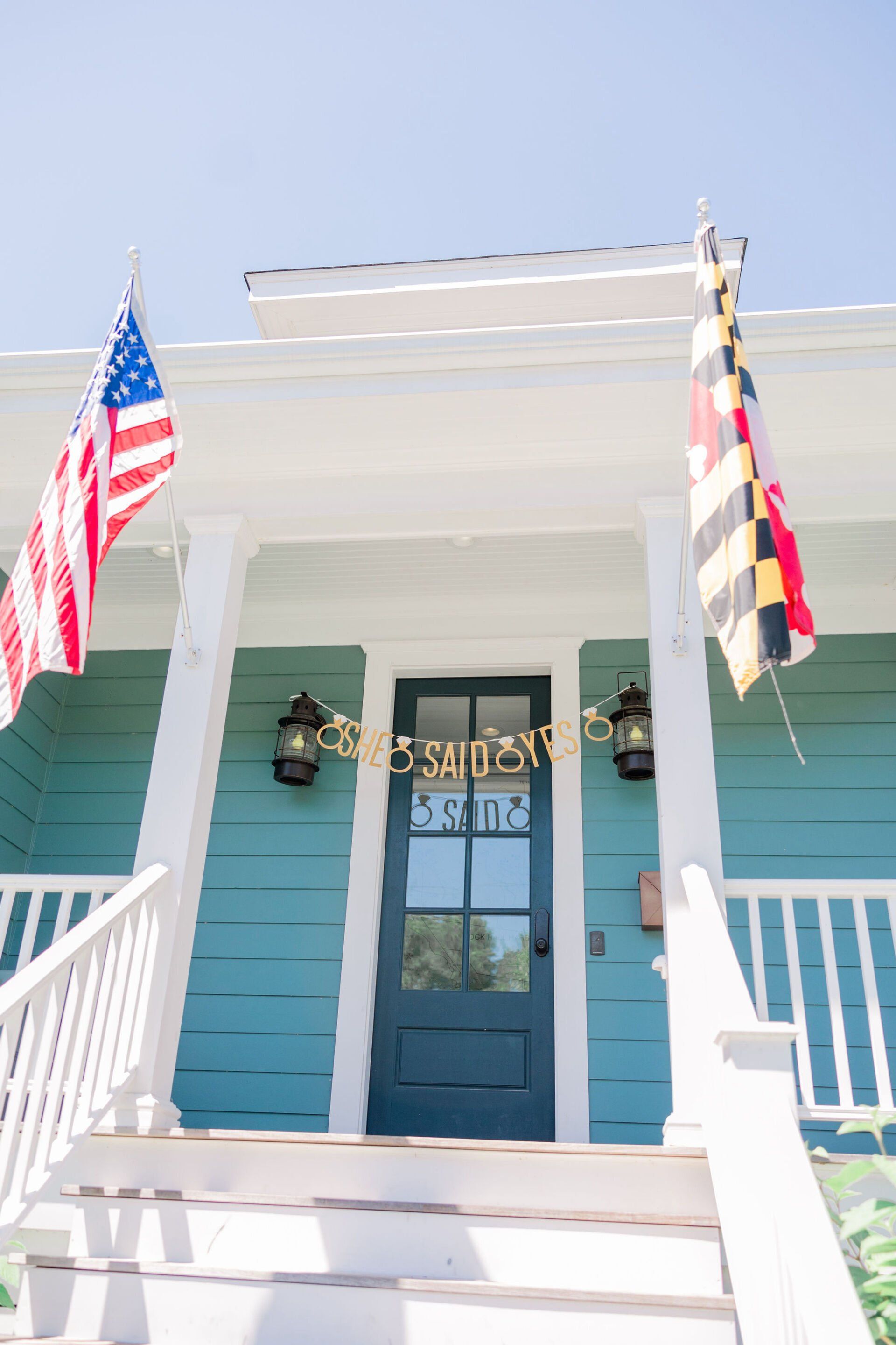 Wedding couple in a gazebo on the waterfront