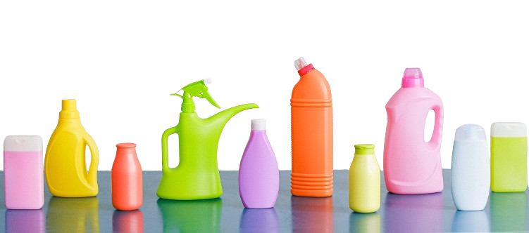 A Row of Colourful Plastic Bottles Are Lined Up on a Table — Clean Right Carpet Cleaning In Port Macquarie, NSW