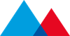 A blue and red triangle on a white background