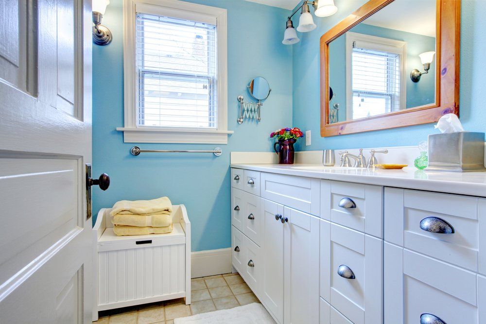 Blue And White Bathroom — Cabinet Makers Tweed Heads, NSW