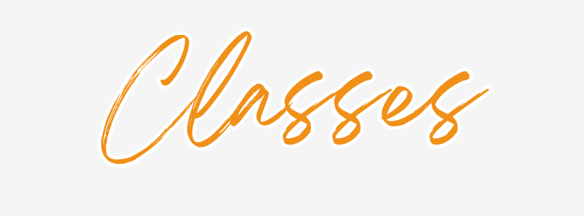 The word classes is written in gold on a white background.