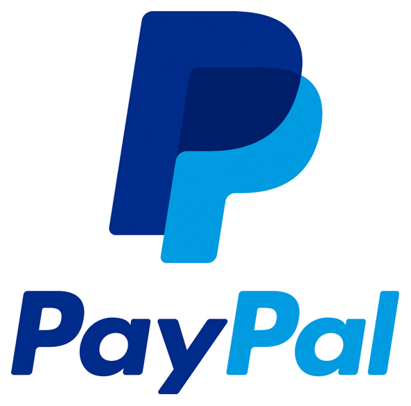 A blue paypal logo on a white background