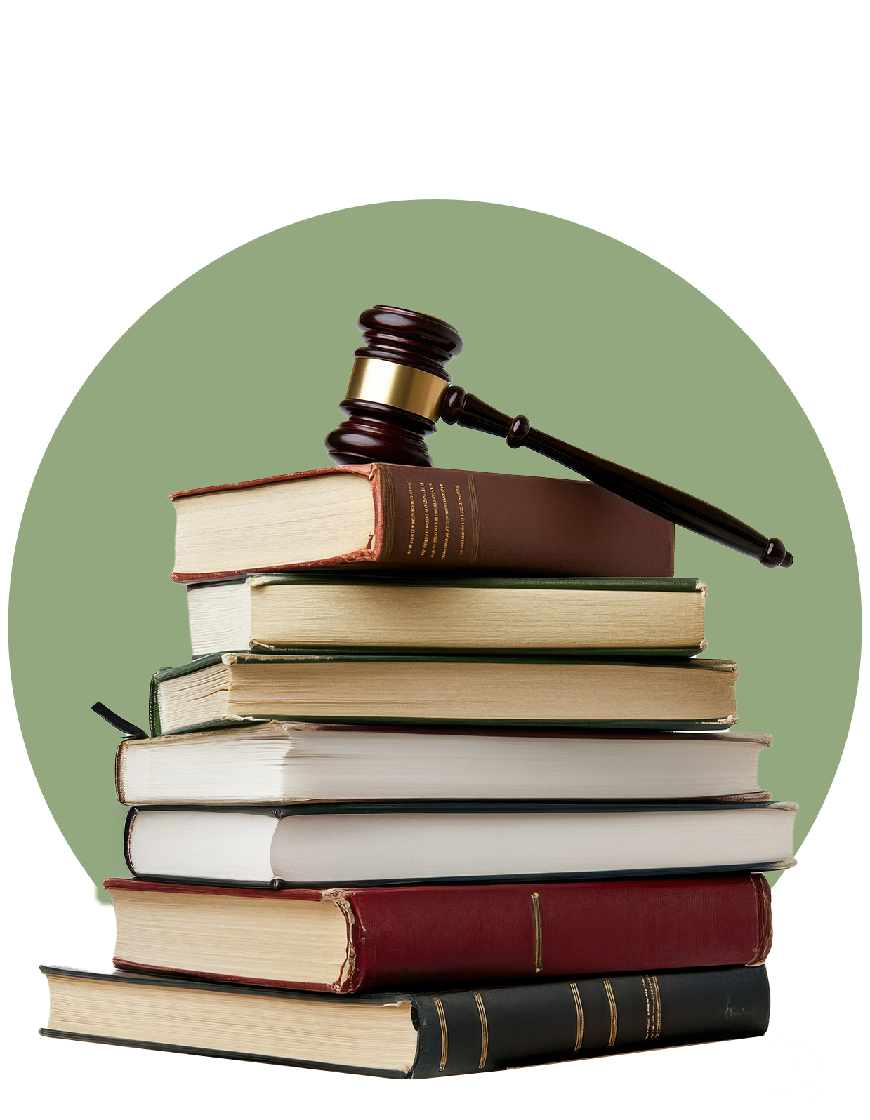 A judge 's gavel is sitting on top of a stack of books.