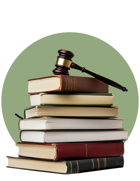 A judge 's gavel is sitting on top of a stack of books.