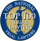 A logo for the national top 100 trial lawyers.