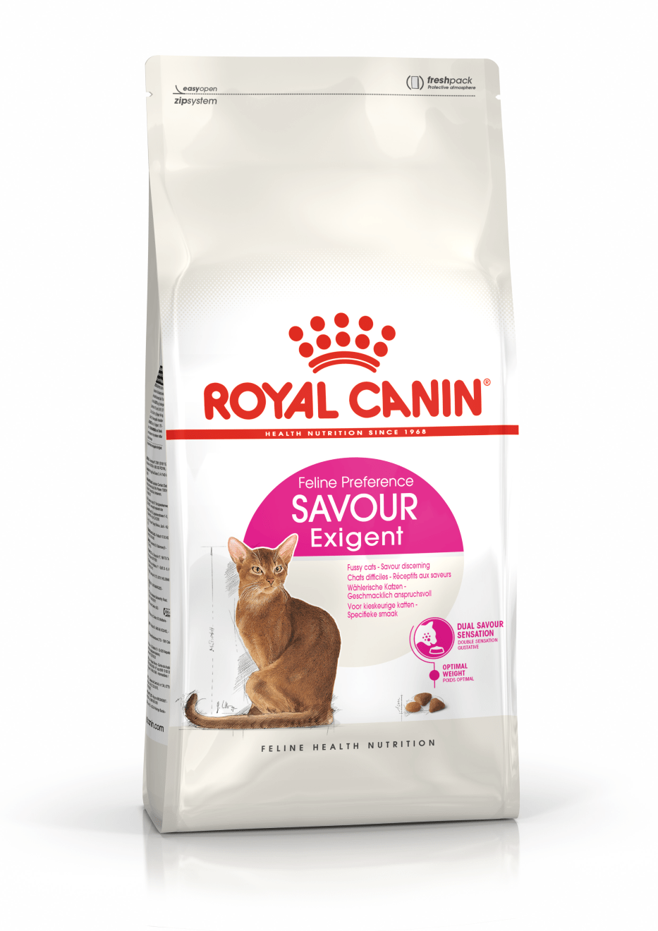 Bolsa de comida para gatos Royal Canin, etiqueta