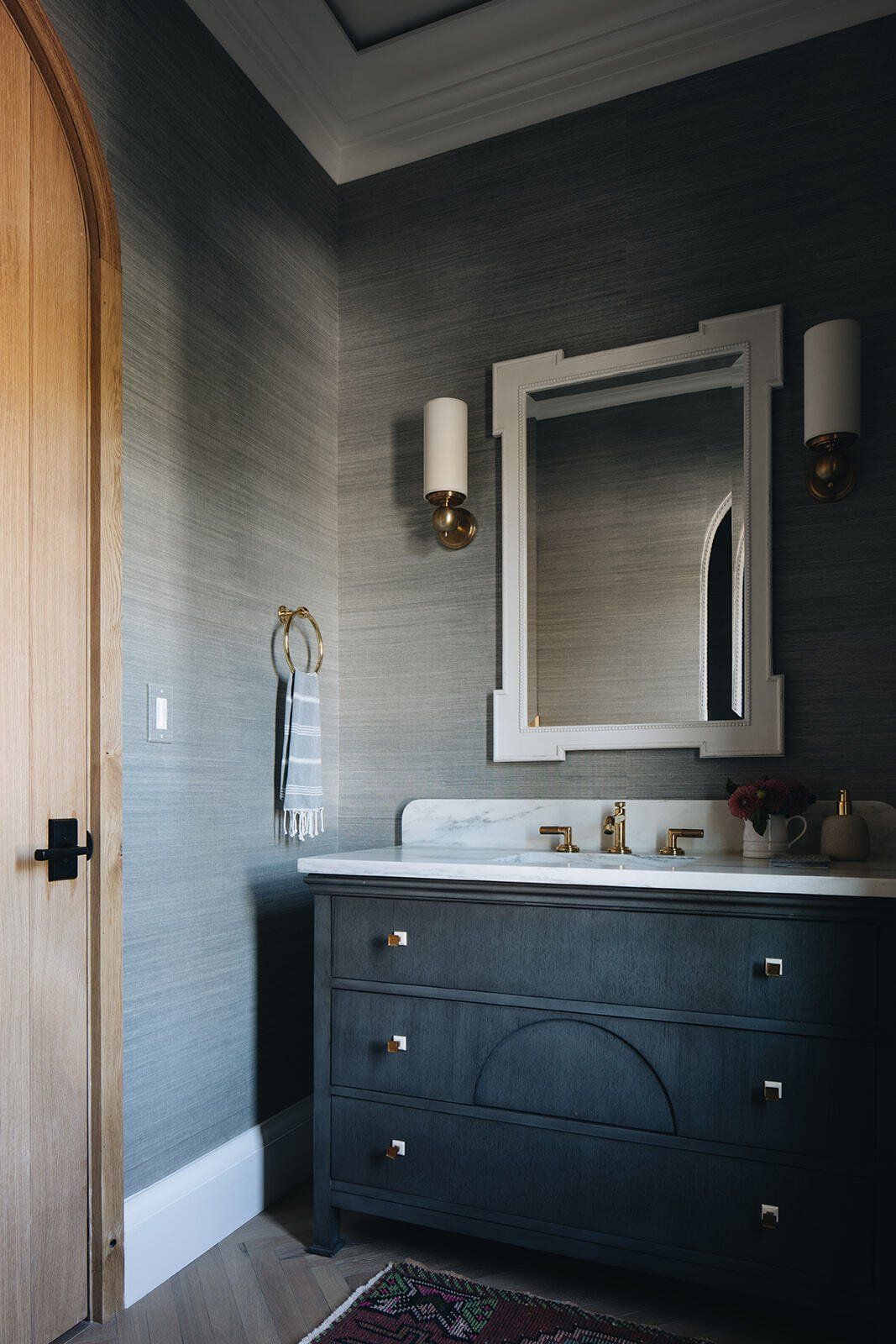Bathroom with Wooden Door — Forrest, IL — Knapp Kitchens