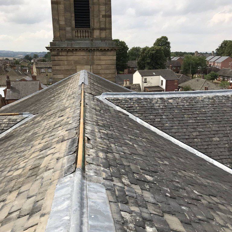 Roof lead work at St Peter's Church, Horbury