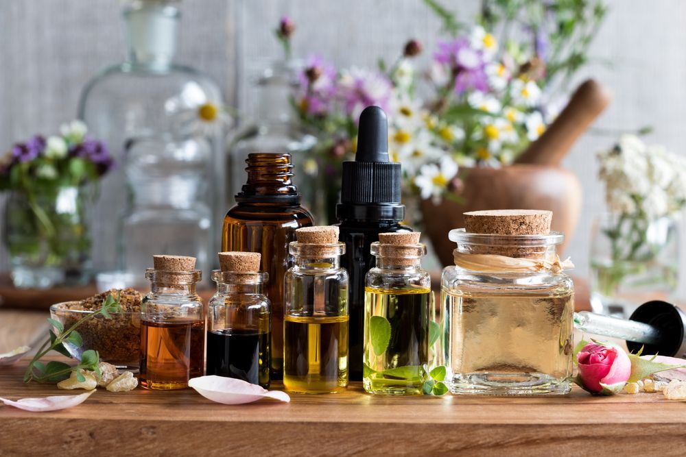 Bottles of Essential Oils With Cork Stoppers — A1 Coffs Harbour in Coffs Harbour, NSW