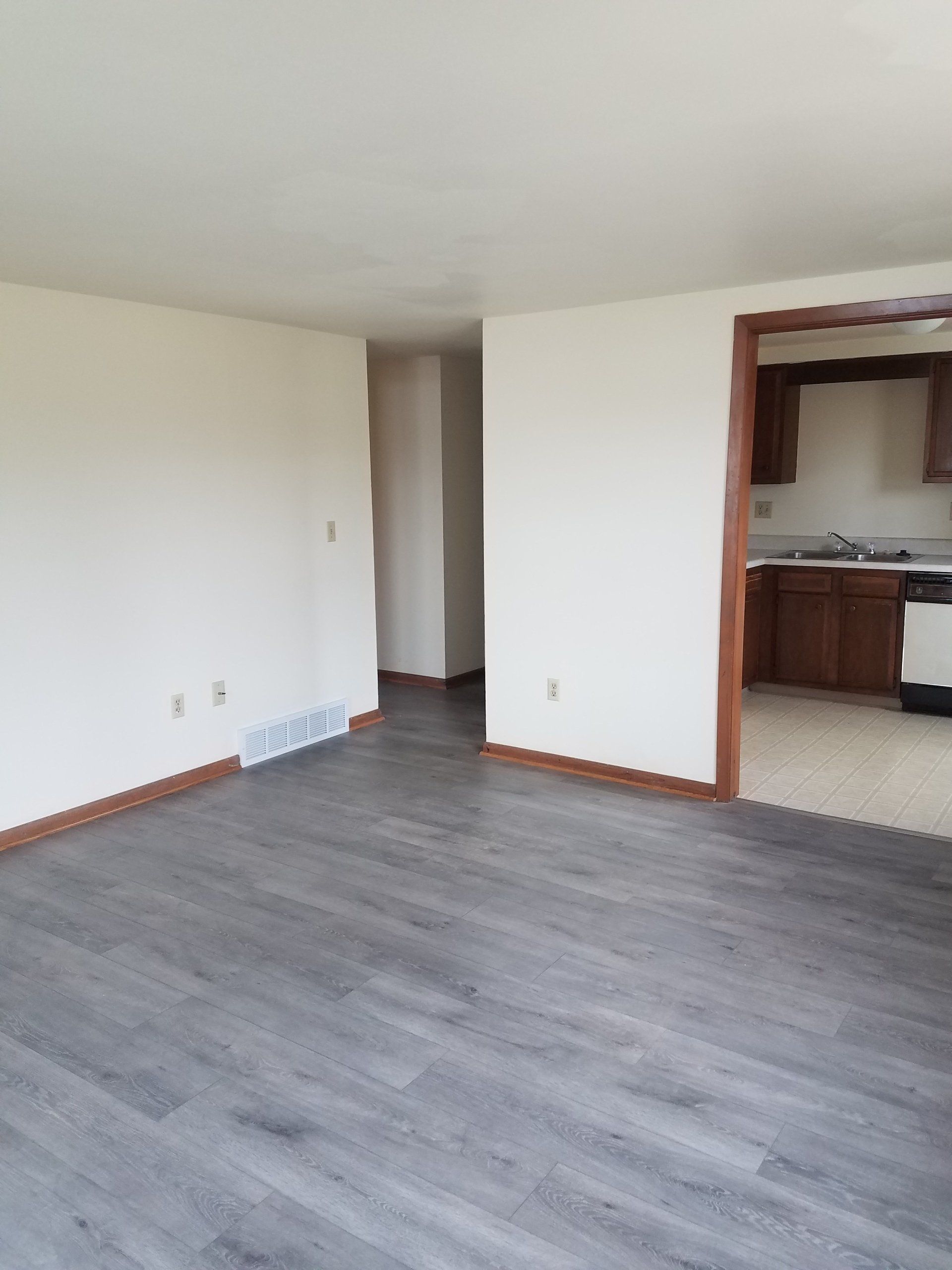 Living room with grey floor.