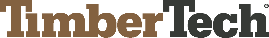 TimberTech logo. The word "Timber" is brown, "Tech" is black, and a registered trademark symbol appears at the end.