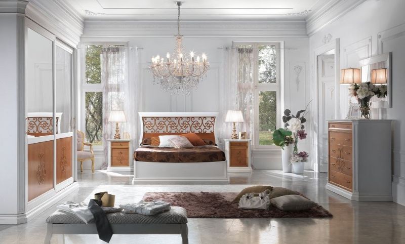 Camera in legno bianco e scuro