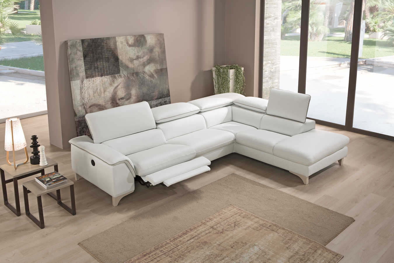 divano con penisola bianco